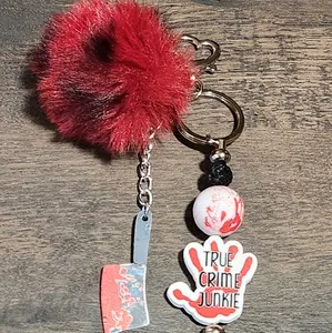 true crime junkie keychain