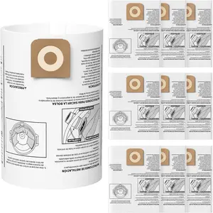 10 Pack CMXZVBE38749 Vacuum Dust Bags Compatible with CRAFTSMAN 16 to 20 Gallon Wet/Dry Shop Vac, Vac Bags Replacement for Ridgid 16 Gal Shop Vacuum, Part #   38749