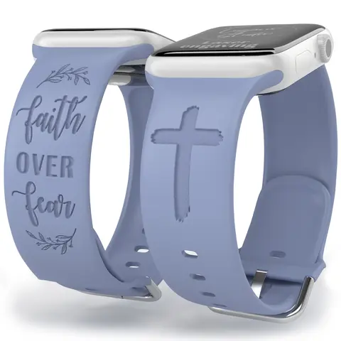 SuperLugano Faith Over Fear Watch Band compatible with iWatch Smartwatch Laser Engraved Band Silicone Ultra 38mm 40mm 41mm 42mm 44mm 45mm 46mm 49mm Strap Virgin De GuadalupeGod  Jesus