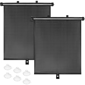 Car Window Shades for Side Windows, 2 Pack Retractable Sun Shades for Blocks Heat and UV Rays Glare Protection Breathable Roller Car Window Shade for Baby, Kids, Pets, Passengers