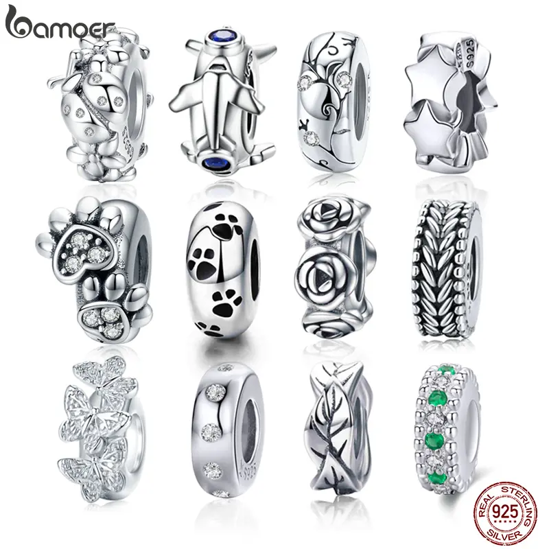 925 Sterling Silver Stoppers Charm fit European Luxury Bracelet for Women Charms with Silicone Beads BSC112