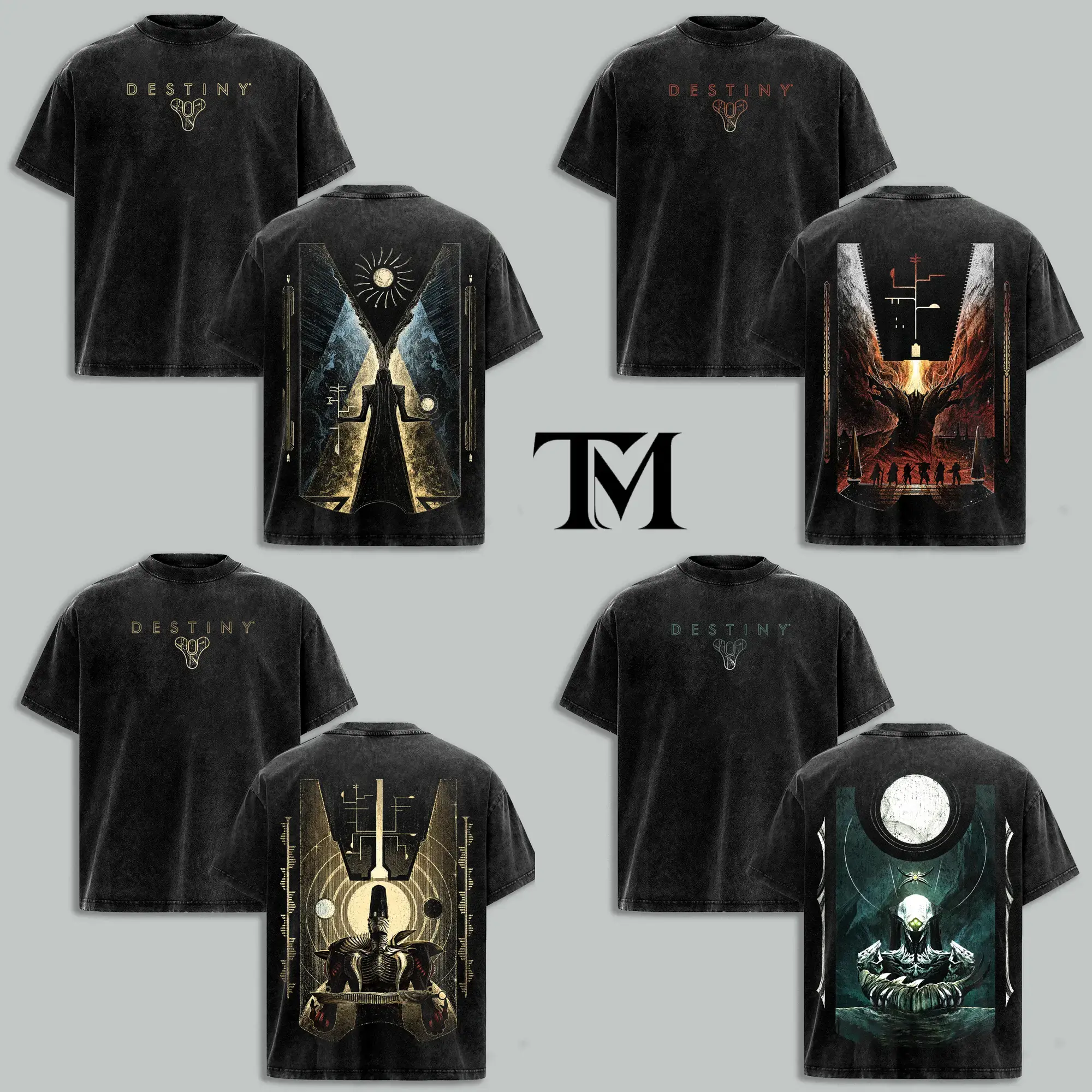 4 Design Destiny 2 Vintage Washed Tee , Oversized Cotton Unisex Graphic T-Shirt, Heavyweight Retro Streetwear Cotton, Perfect for Fans of Movies, TV Shows, Art, and Epic Sci-Fi Poster-Inspired
