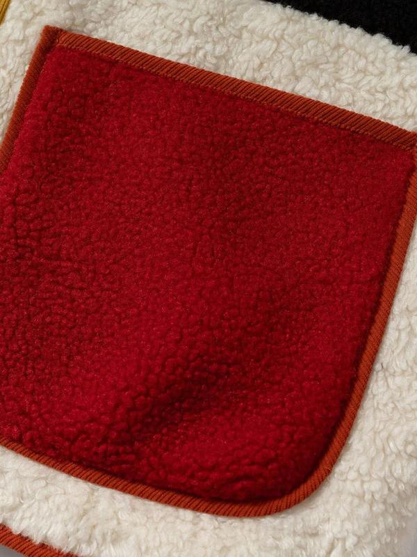 Aelfric Eden Color Block Cloud Sherpa Jacket Oversized Retro Patchwork Fleece Coat Unisex Trendy Streetwear Outerwear Warm Winter Jacket