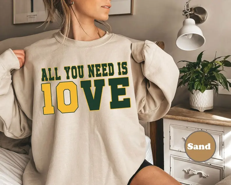 All You Need is Love Packers Sweatshirt, Unisex Shirt-Gift For Her, All You Need Is Jordan Love Football Crewneck and Hoodie
