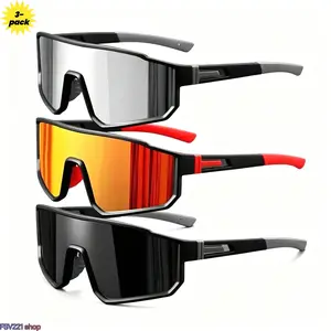 3-Pack Large Frame Polarized Sports Sunglasses, Lightweight UV-Blocking Wraparound Sun Glasses with Non-Slip Nose Pads for Outdoor Activities, Daily Wear