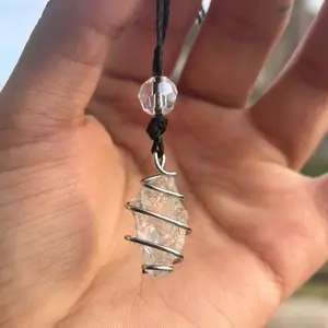 Silver wire wrapped prasiolite