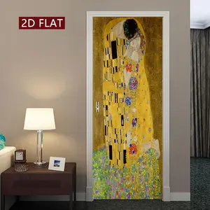 Kiss Pattern Door Sticker, 2 Counts Easy Apply Peel & Stick, 2D/ Flat Waterproof & Scratch Resistant Decoration Painting, Suitable for Home Wall Decoration, Ornaments