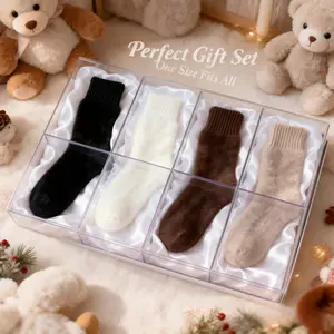 4 pairs of women's solid-color mid-calf socks - simple and versatile, soft and comfortable, breathable, suitable for everyday wear in autumn and winter. The sock opening is not tight and can be worn with boots. women fuzzy Casual Plush Over-the-Knee