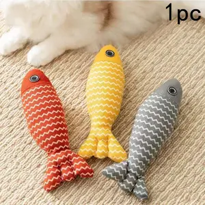 Cat Toy Burlap Wave Small Fish, Contains Mint Cat Dog Self-Amusement Toy, Durable Chewable Pet Supplies, Ideal for Cats and Dogs
