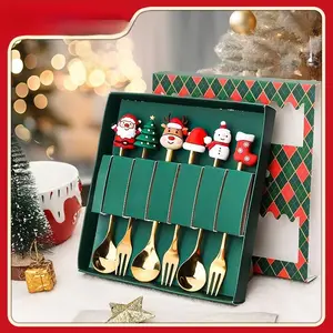 6-Piece Christmas Utensil Set, Holiday Gift Box Elegant Souvenir & Tableware Kit