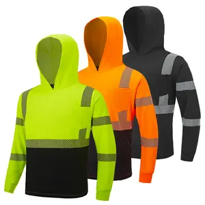 3 Pack FONIRRA Safety Reflective High Visibility Long Sleeve T Shirts with Hood for Men Construction Work ANSI Class 3