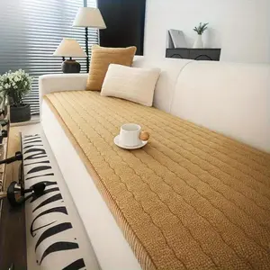 pure color couch slipcover, Non-Slip thick plush sofa cushion protector in soft Polyester material pad, Easy to Install machine washable home decor for living room sofa