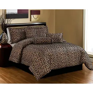 7 count  Size Bedding Black Brown Comforter Set Leopard Print Bed in A Bag