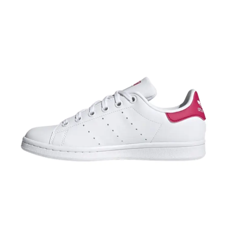 Juniors' Court-Style Running Sneakers, Casual Synthetic Leather Low-Tops with 50% Recycled Content, Lace-Up with Pink Accent, FX7522, Classic Running Shoes