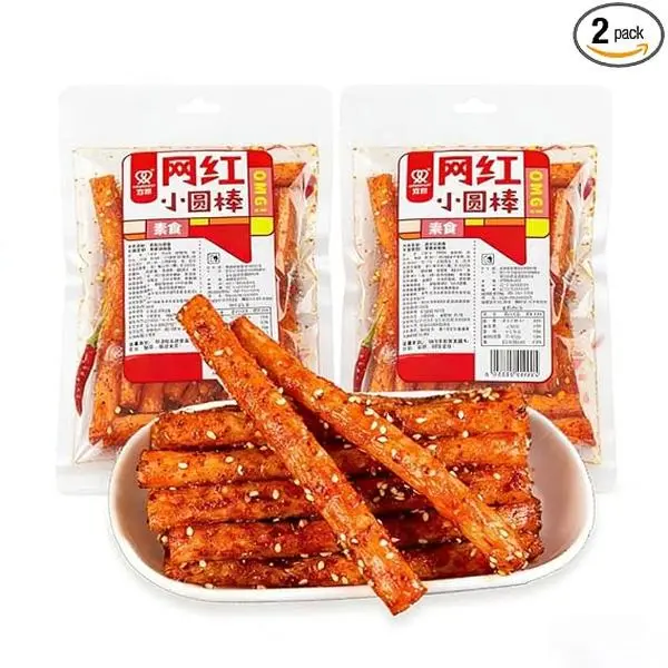 Fraunitsh Spicy Latiao Strips, 2 Pack, Chinese Latiao Snacks, Chili Flavored Wheat Sticks, Savory Asian Snack, 62g Each, 4.36oz Total