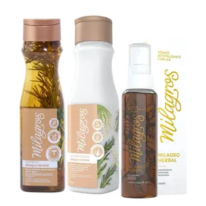 Milagros Kit Milagro Herbal Shampoo & Conditioner, Tonico capilar con Romero 450ml & 110ml Ginger, Rosemary Hair Loss Haircare Cleanser Hypoallergenic