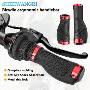 Ergonomic Bike Handle Grips, Non-Slip Rubber Material, Metal Ring Lock, Mountain Bike Accessories, Long and Short, Outdoor Cycling, Bike Handlebar Grip, Cycling Gear