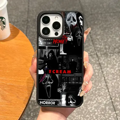 Magnetic TPU Handheld Smartphone Cover for iPhone 11/12/13/14/15/16/17 Pro Max - MagSafe-Ready, Shock Protection, Anti-Fall, Ultra-Thin Horror Scream Collage Aesthetic Cellphone Accessory, Accessories, Resistance, Shockproof