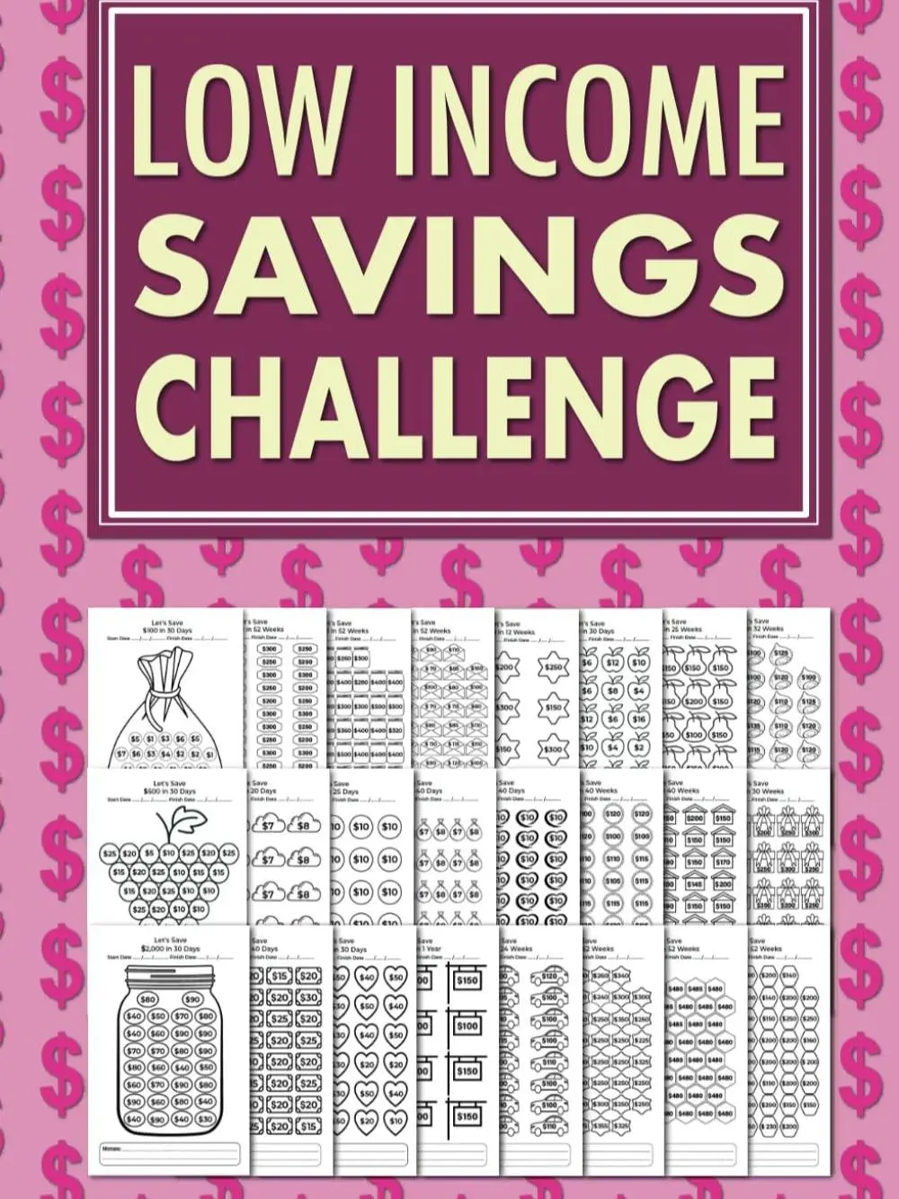 Low Income Savings Challenge Book: Women's Simple Money Tracker, Easy Money-Saving Tool, Savings Challenge Planner (Paperback)