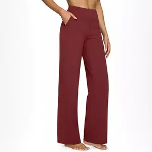 Loose High-Waist Business CasualPants Yoga Pants Women Wide Leg Pants withPockets Comfortable Athletic Sweatpants
