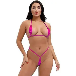 Women 2Pcs Halter Neck Bra Tops Thong Micro Bikini Set Sexy Swimwear Beachwear Swimsuit Extreme Lingerie Bathing Suit