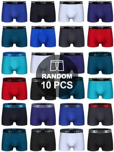 Random Cotton Men's Solid Color Letter Tape Trunk Casual Comfortable Soft Breathable Underwear for Daily Wear, Men's Underwear for All Seasons