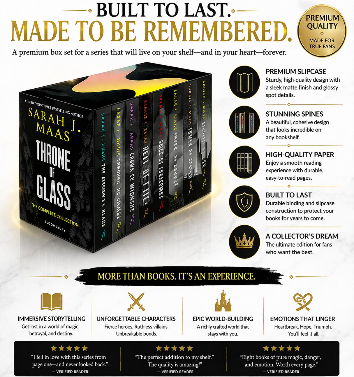 Throne of Glass Complete 8 Book Paperback Set by Sarah J Maas Fantasy Romance Series YA Book Box Collection Gift for Book Lovers