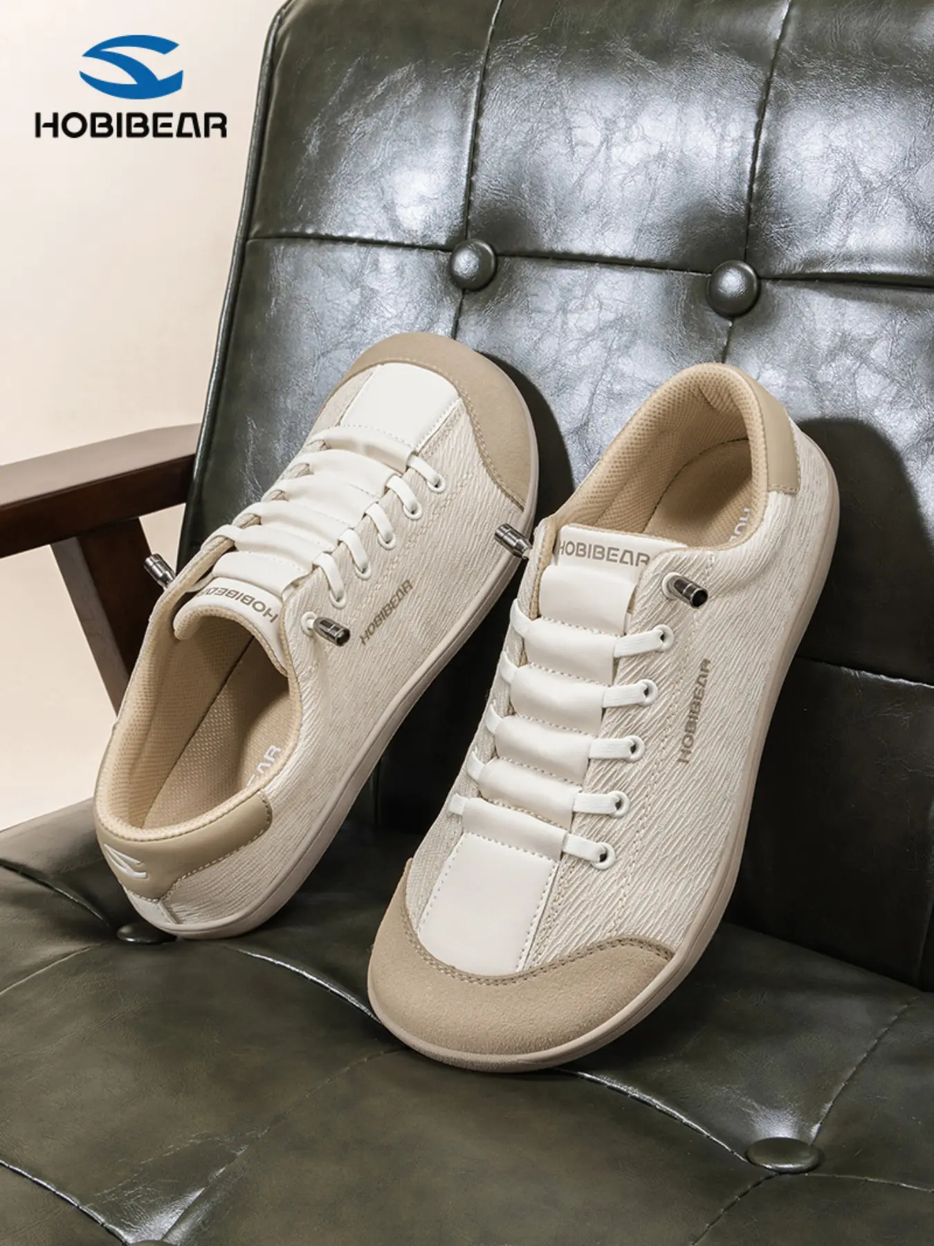 HOBIBEAR Wide-Toe Shoes: Spring/Autumn Fabric Breathable Mesh Casual Slip On Sneakers with Soft Sole & Wide Fit