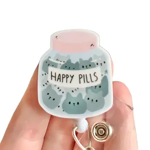 Glitter My Badge Cat badge reel for nurse and hospital workers. Badge clip Badge pull - Retractable swivel clip with a 360 rotation. Great gift for coworker