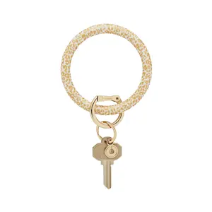 OVENTURE Silicone Big O® Key Ring - Gold Rush Cheetah One-Size-Fits-All Bracelet Key Ring with Secure Locking Clasp & Charm
