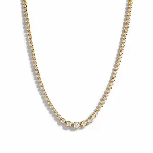 Sami Jewels Gradient Bezel Tennis Necklace, Diamond Tennis Necklace, 14k Gold Plated Necklace, Bezel Tennis Necklace, Cubic Zirconia, Gift For Her, Anniversary Gift, Jewelry Gift
