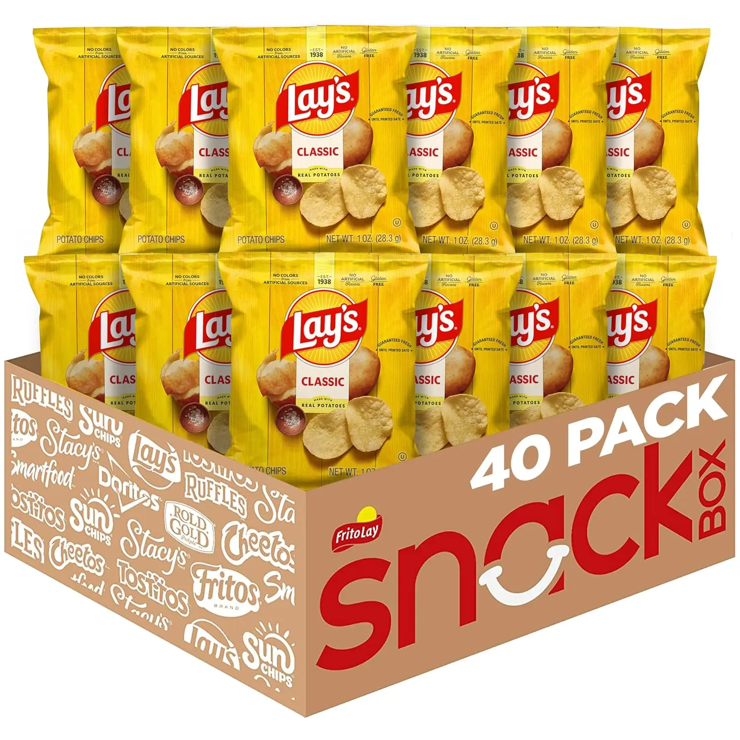Lay's Classic Potato Chips, 1 oz (Pack of 40) - Crispy Snack