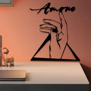 1pc Amore Geometric Metal Wall Art, Amore Geometric Statue Mural, Perfect for Bedroom Wall, Valentine's Day Decor, Ideal Gift for Couples, Rust-Resistant Metal