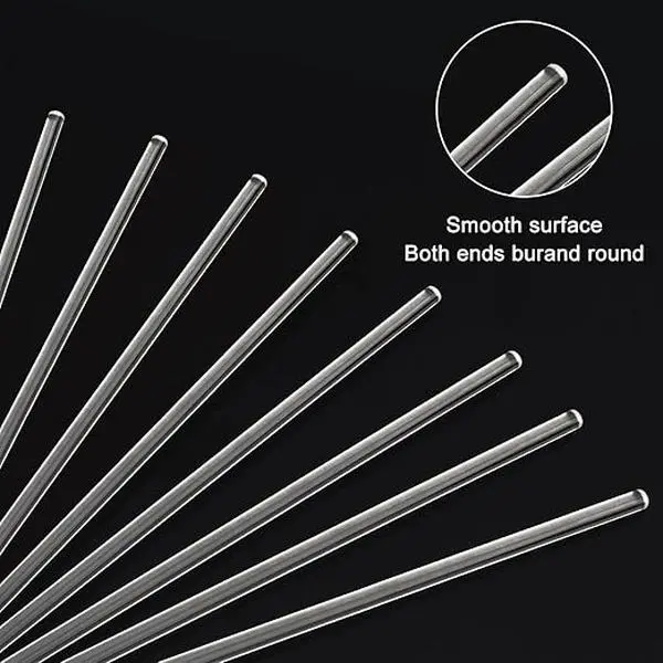 8 Pack Borosilicate Glass Stirring Rods - Solid, Rounded Ends Drinkware Accessories for Lab, Kitchen, 11.81 in Length
