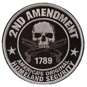 Iron-On 2nd Amendment 1789 Tactical Patch w/ Hook & Loop Backing - Black/Silver
