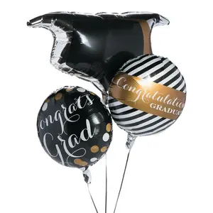 Black & Gold Graduation 18" - 30" x 20" Mylar Balloons - 3 Pc.