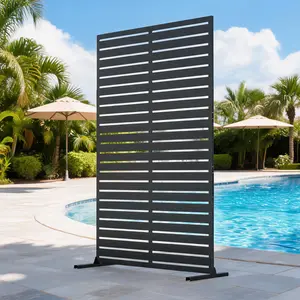47" x 72" Outdoor Metal Privacy Screen, 6FT Decorative Privacy Fence Freestanding Panels with Stand, Room Dividers, Patio Metal Screen Panel for Garden Yard Balcony Deck