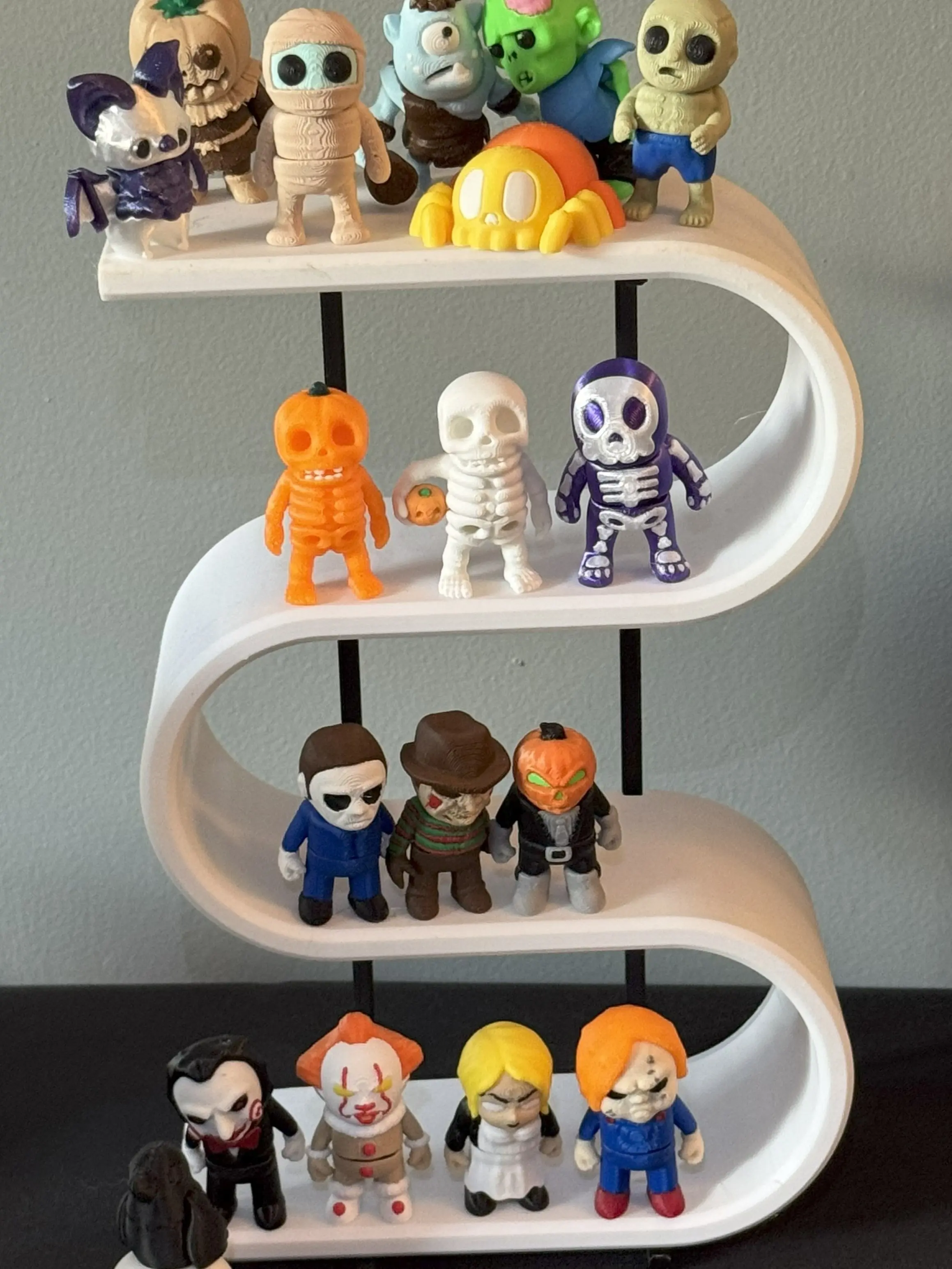 3D Printed Halloween Mini's Freddy Pennywise Jigsaw Chucky Skeleton Spider Jason Myers Headless Horseman Zombie Pumpkin Tiffany Mummy Bat