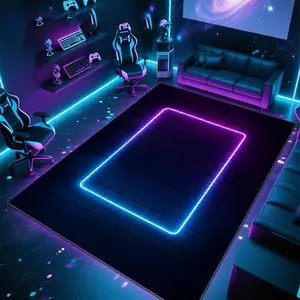 2D Fluorescent Lights Soft Carpet E-sports Room Area Carpet Game Rug Suitable for Home Living Rooms and Bedrooms Ideal Gaming Accessories and Ideal Space for Gaming Enthusiasts