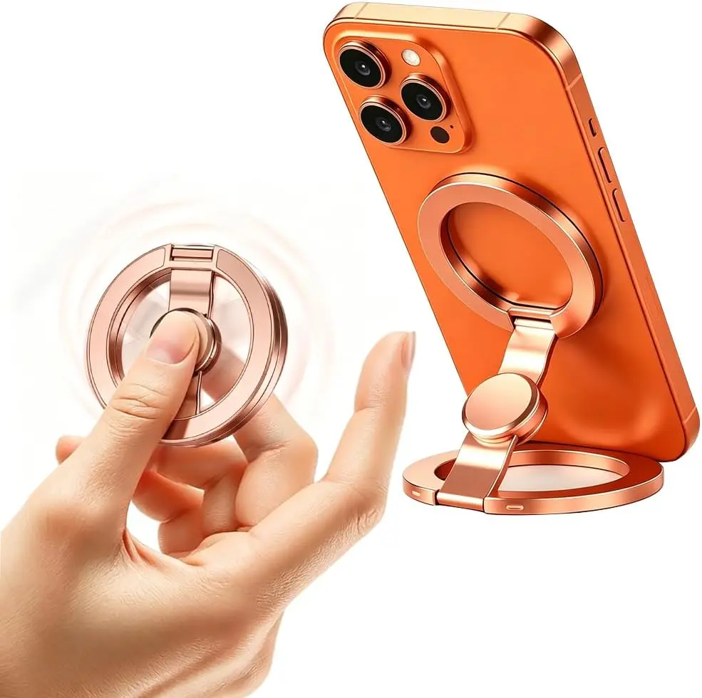 Magnetic Phone Stand, Fidget Spinner, EDC Magnet, Phone Grip, Dual Magnetic Rings, Folding Phone Holder, for iPhone 12-17, Strong Adhesion