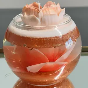 Flower Snow Globe Candle with Glittery Rose Topper and Sparkling Gold Base for Cozy Atmosphere