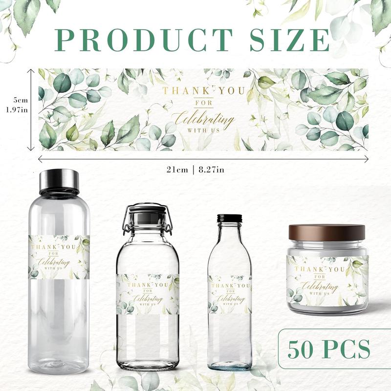 Wedding Water Bottle Labels | Greenery  Foil | 50 count Water Bottle Labels for Wedding, Bridal Shower, Birthday,  Shower and Party
