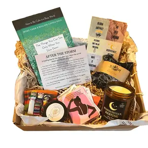 After the Storm Box Comfort & Self-Care Gift Set for Hard Days Full-Size Oshun Griot Candle Weighted Rice Heat Pack AroDough Therapy Dough Guatemalan Worry Dolls Oshun Griot Affirmation Deck Haemin Sunim Book