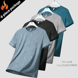 Men’s casual short-sleeve set of 4 — trendy minimalist design with a premium feel. Suitable for urban strolls, street-style outfits, and short trips; ideal for everyday relaxation, outdoor workouts, and pairing with office attire.