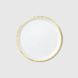 White and Gold Large Paper Party Plates (10 per Pack)