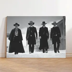 Holliday And Wyatt Earp Vintage Black And White Art Poster,Tombstone Movie Canvas Poster Wall Art Decor,Vintage Home Aesthetic Decor Canvas Print