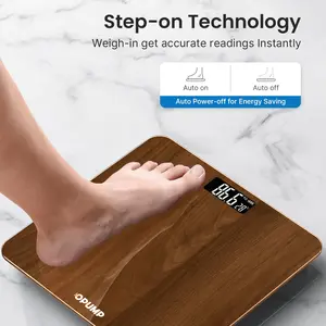 OPUMP Walnut Smart Digital Scale – Precision Weight Scale 400 lbs with LED Display, Auto On/Off, and KG/LB/ST Unit Conversion
