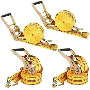 4 Pack Heavy-Duty Ratchet Straps – 2 Inch x 20 Ft Tie-Downs with Double J Hooks, 4400 LBS Break Strength | For Securing Cargo, Lawn Equipment, Motorcycles & Moving