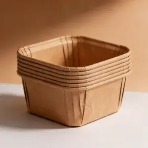 50 Pcs Disposable Square Cake Cups, Food Grade Paper Molds, Oven Safe, Leak Proof, Ideal for Baking, Parties, Weddings, Commercial Use