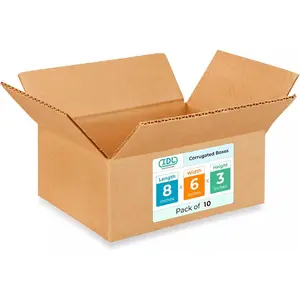 Small Moving & Shipping Boxes 8x6x3 inches (10-Pack) - Extra Strength 200 lb vs Regular - Corrugated Packing Boxes for Moving - Cardboard Moving Box - Packing Box Small by IDL Packaging